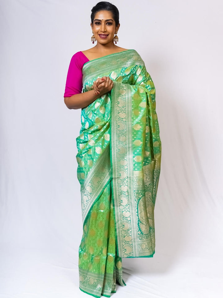 Mint Green All Over Butta Pure Silk Banarasi saree