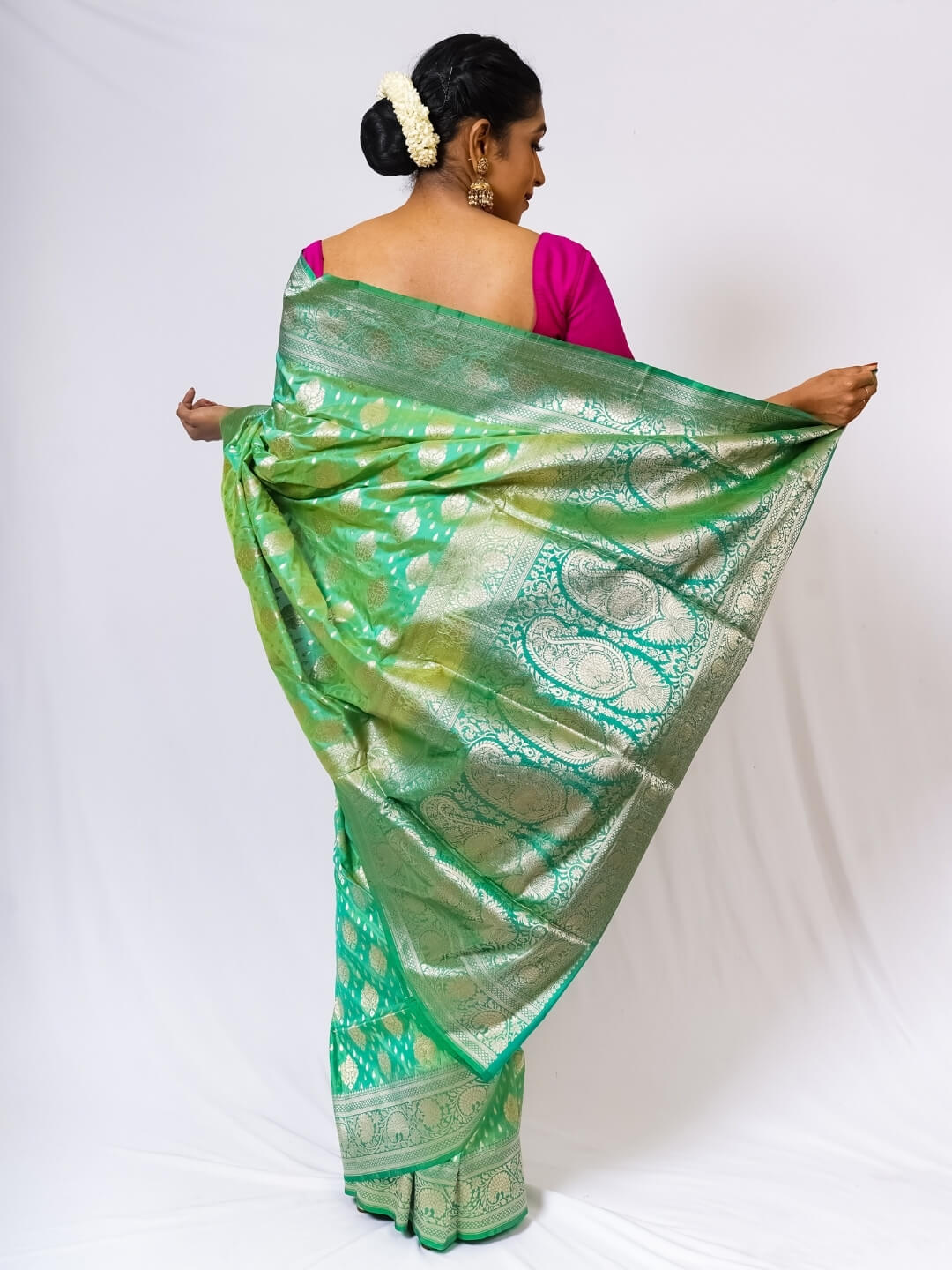 Mint Green All Over Butta Pure Silk Banarasi saree