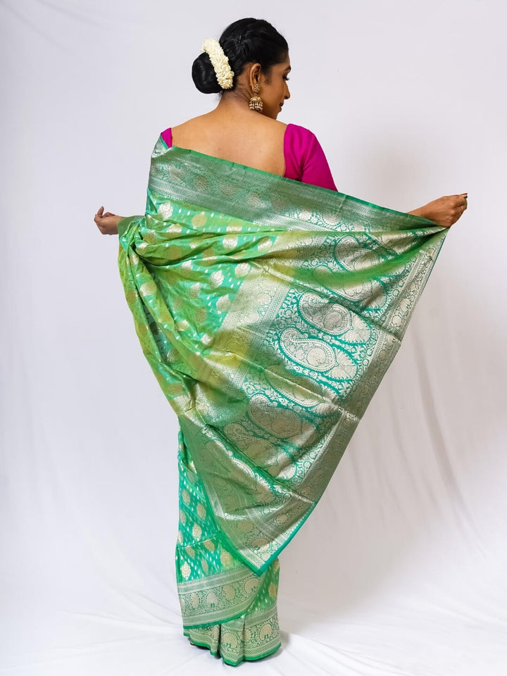 Mint Green All Over Butta Pure Silk Banarasi saree