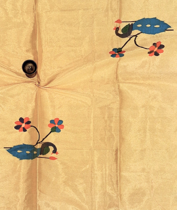 Butterscotch Yellow Silk Paithani Blouse Piece