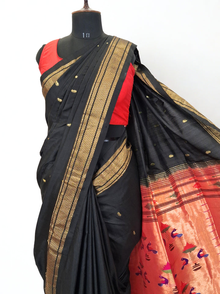 Black Paithani with Gold Zari