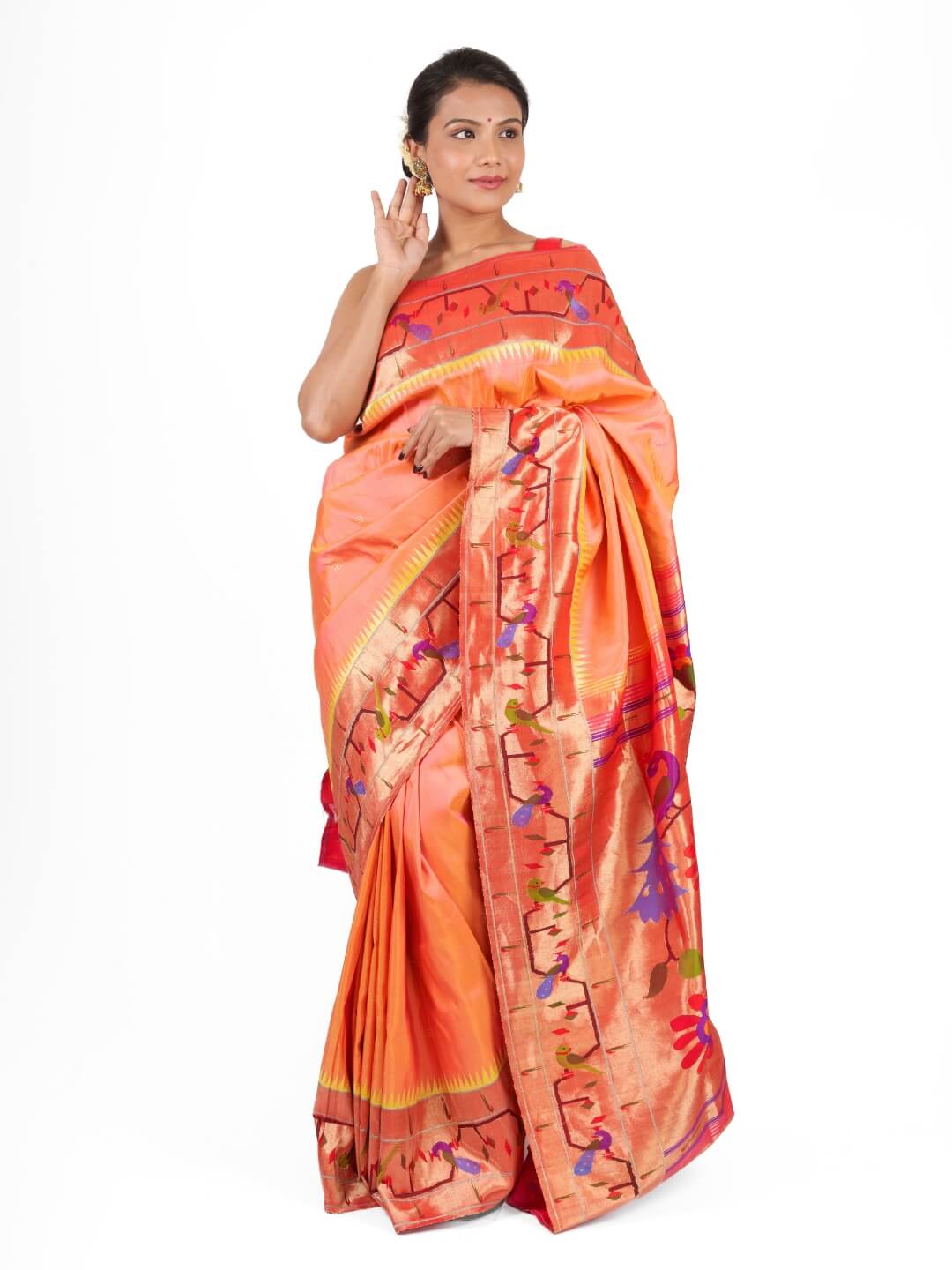 Peach Wedding Paithani Saree