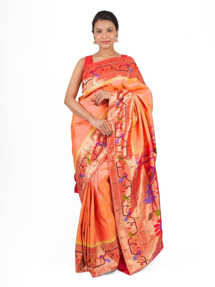 Peach Wedding Paithani Saree