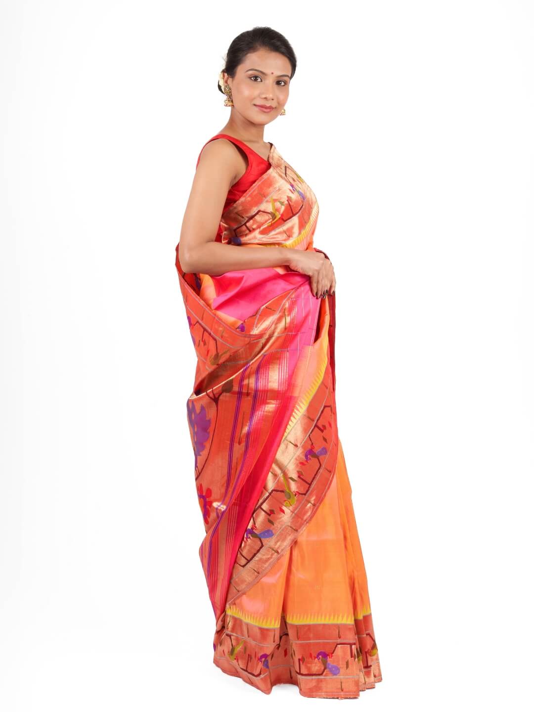 Peach Wedding Paithani Saree