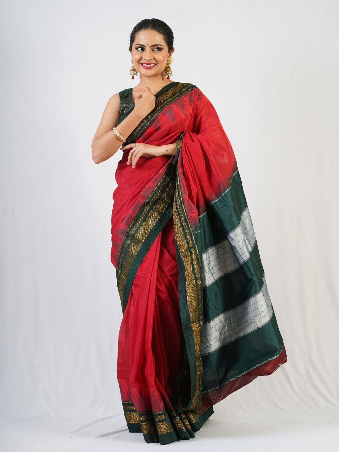 Red Cotton Silk Ilkal Saree | Ilkal Saree Online