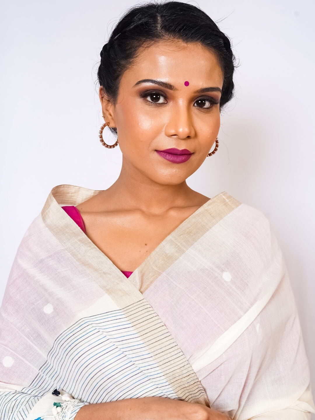 Offwhite Cotton Jamdani Saree