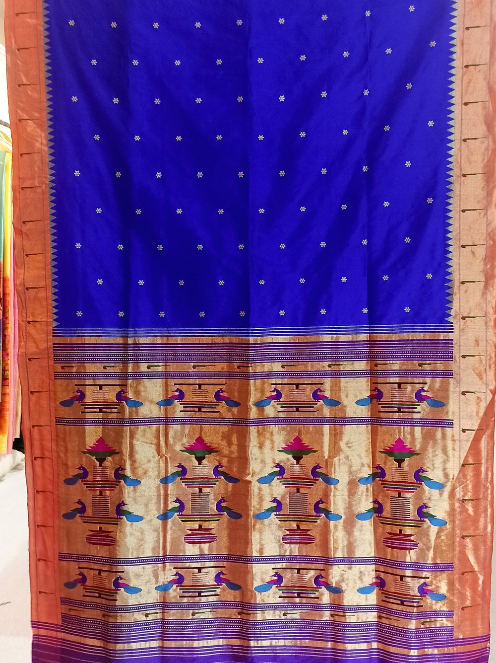 Blue Paithani Saree with Muniya Motif Border