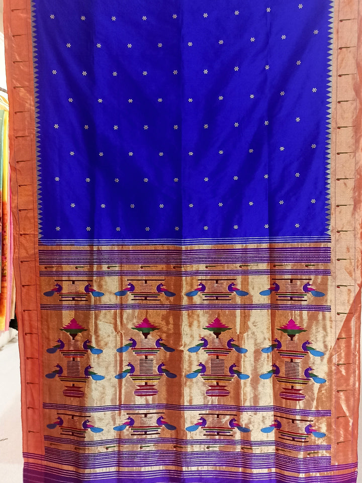 Blue Paithani Saree with Muniya Motif Border