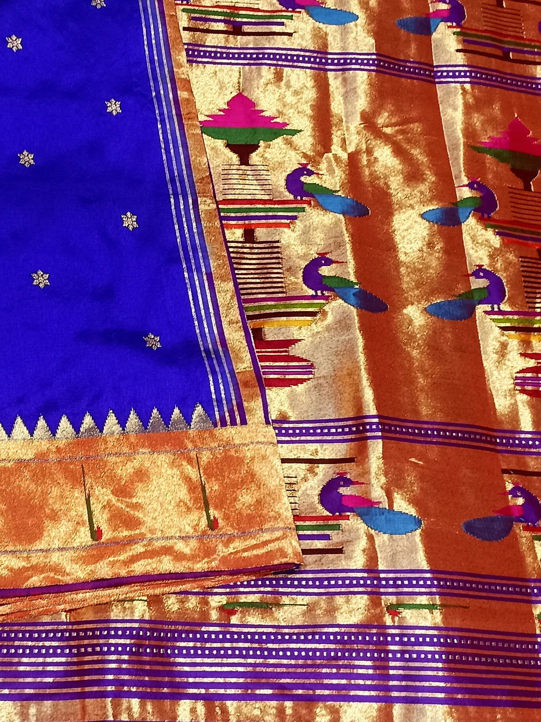 Blue Paithani Saree with Muniya Motif Border