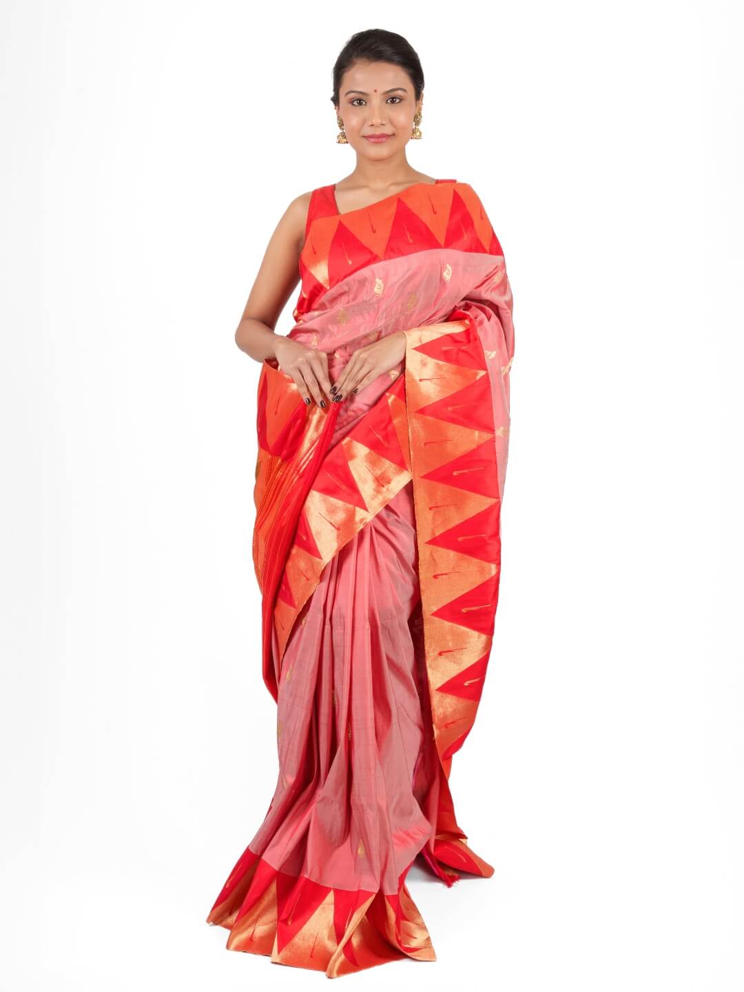 Peach Pink Paithani Saree