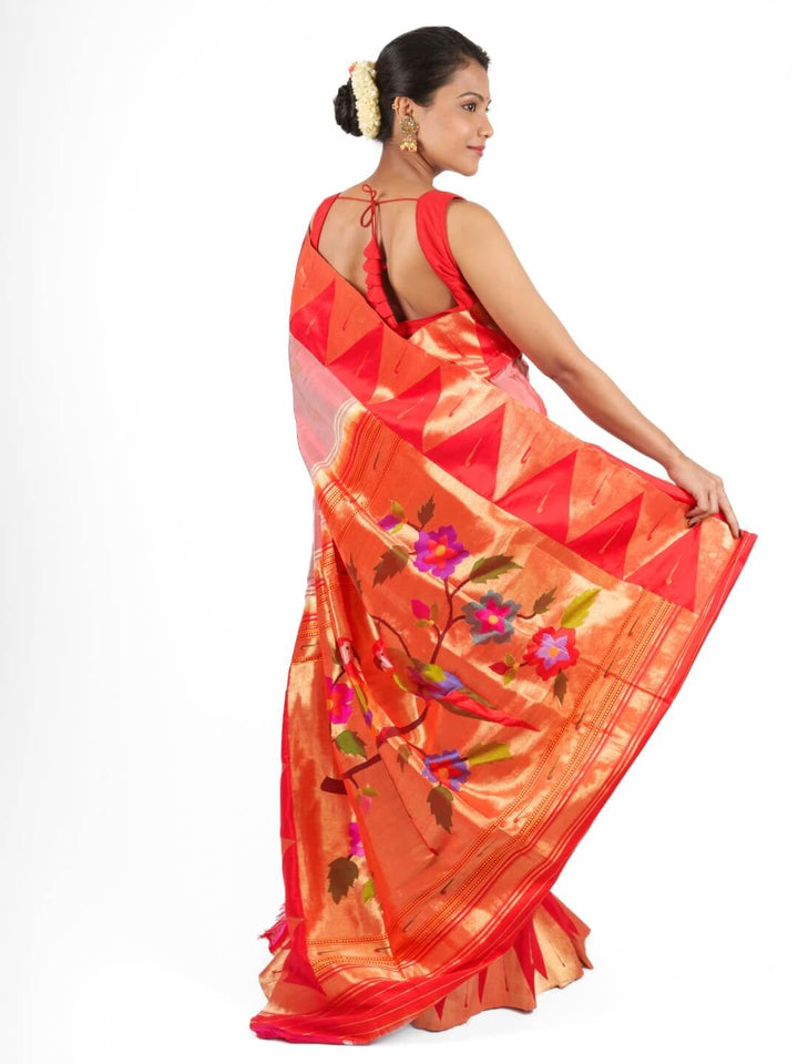 Peach Pink Paithani Saree