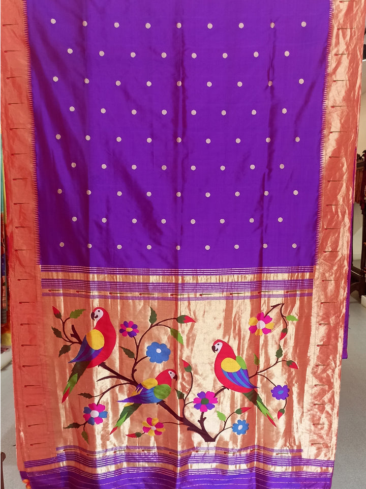 Purple Muniya Border Paithani Saree