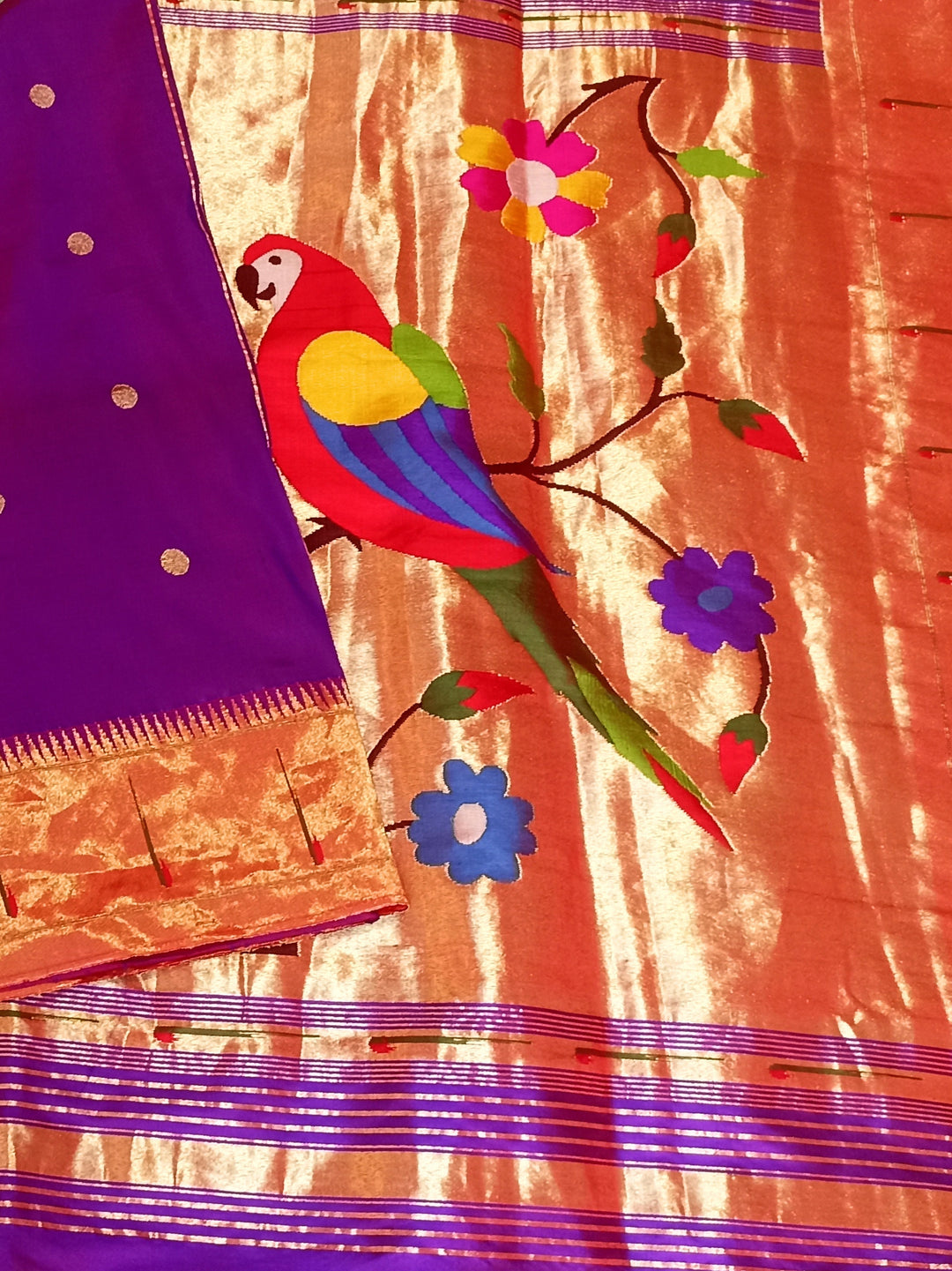 Purple Muniya Border Paithani Saree