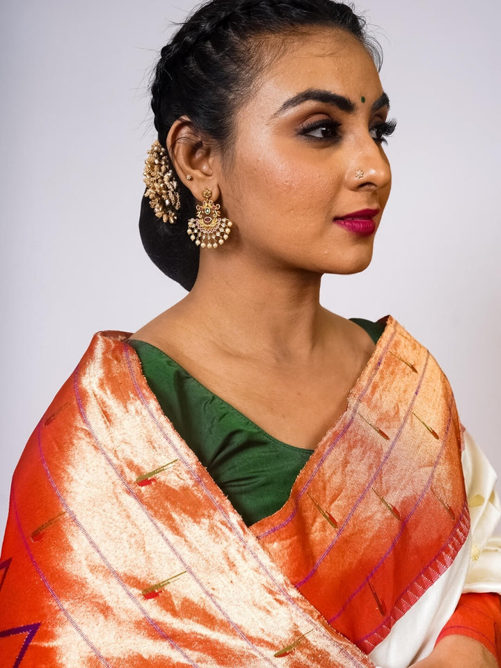 Offwhite Paithani with Triple Muniya Border