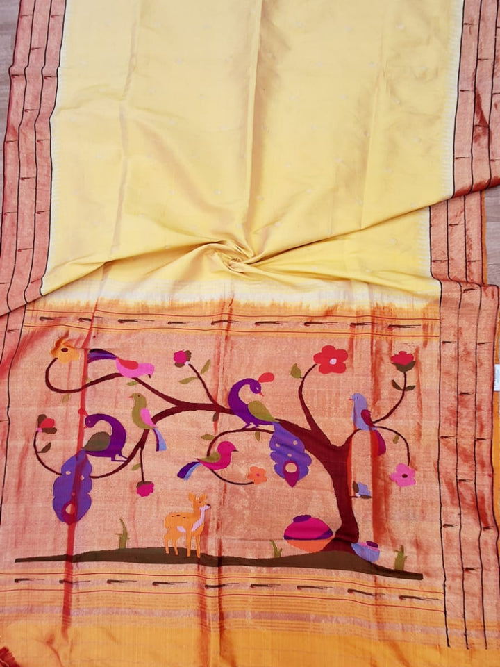 Butterscotch Yellow Paithani Saree