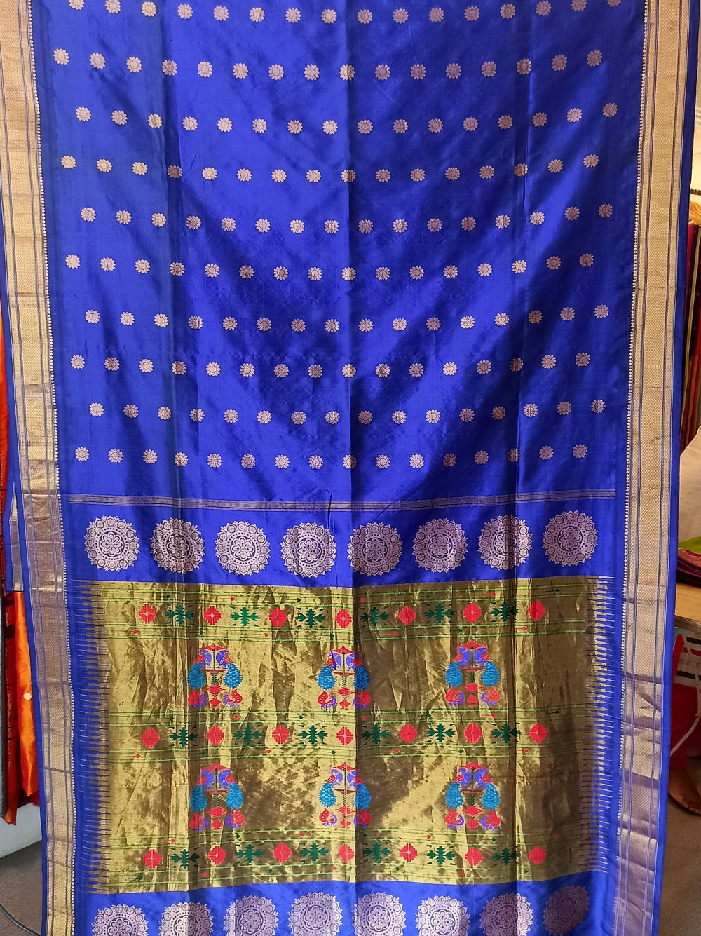 Blue Paithani with Gold Zari Border