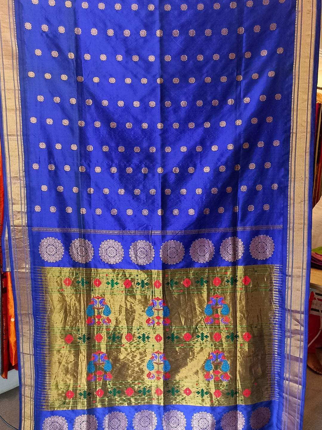 Blue Paithani with Gold Zari Border
