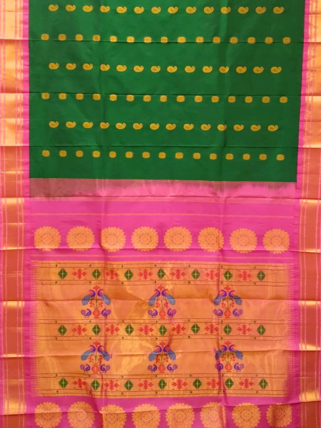 Bottle Green Maharani Paithani Saree