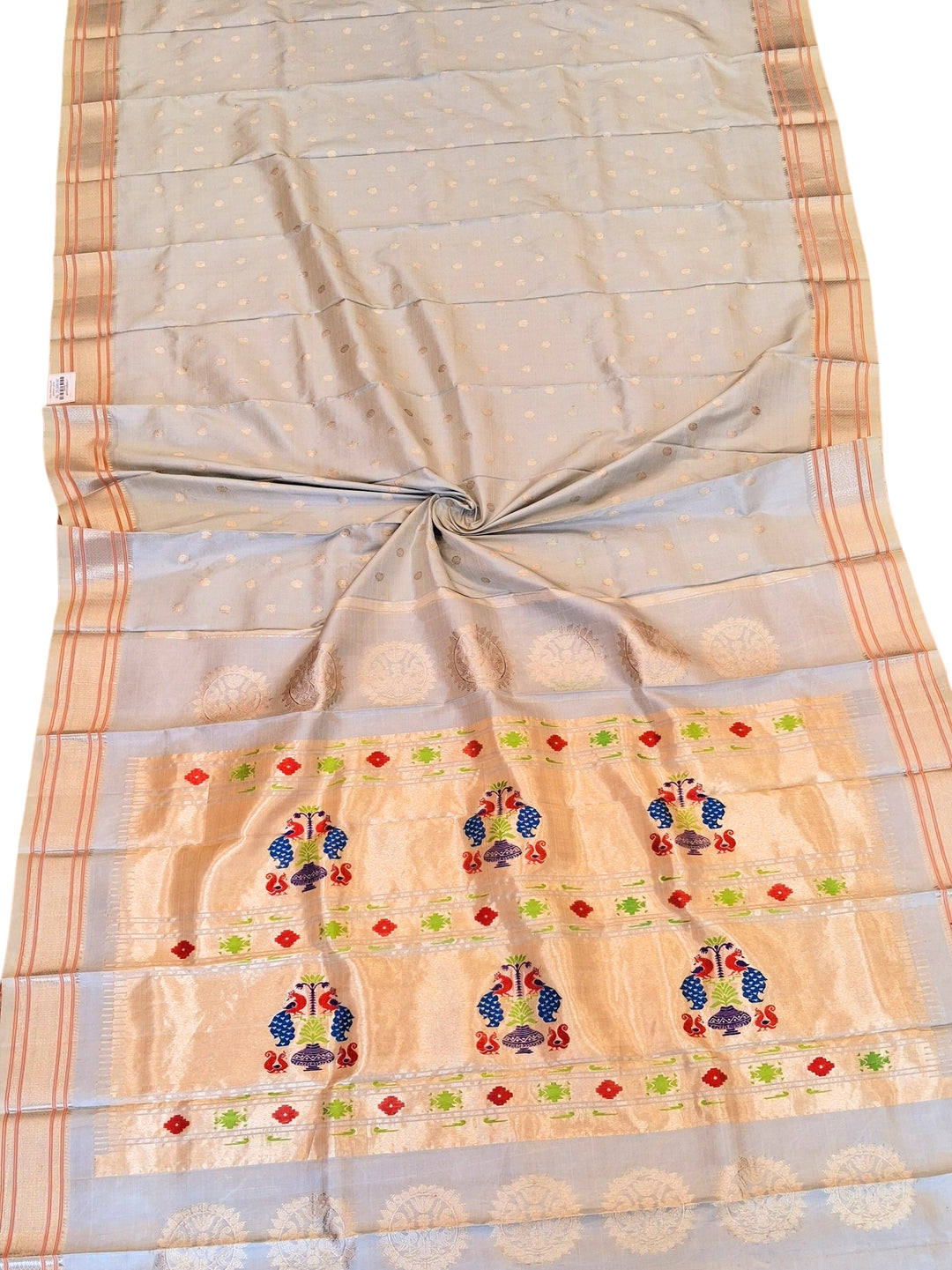 Grey maharani silk paithani saree