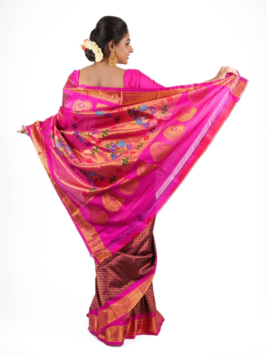 Magenta Paithani with Zari Border