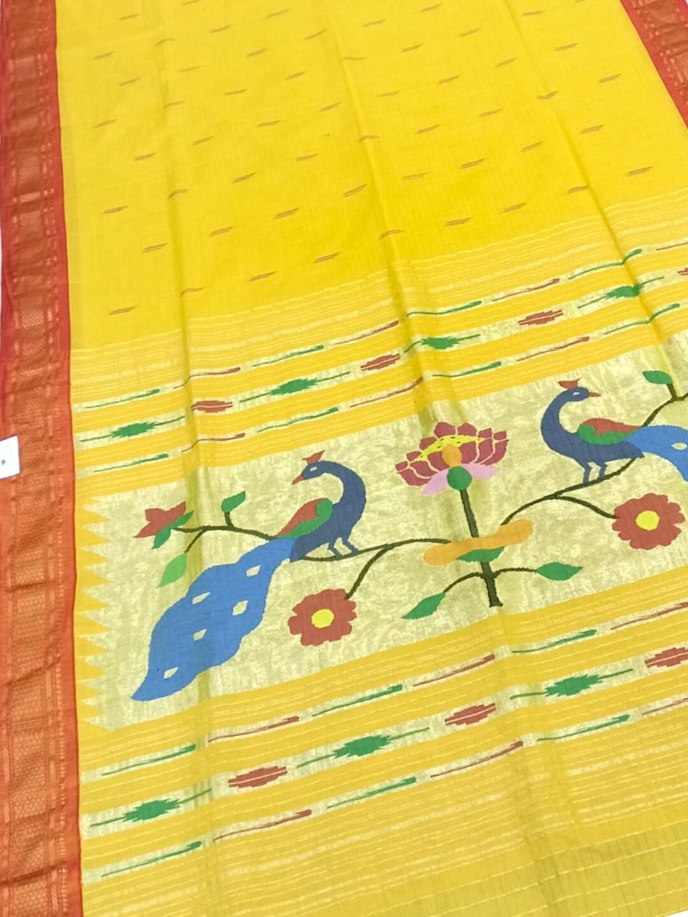 Yellow Cotton Rich Pallu Paithani Saree