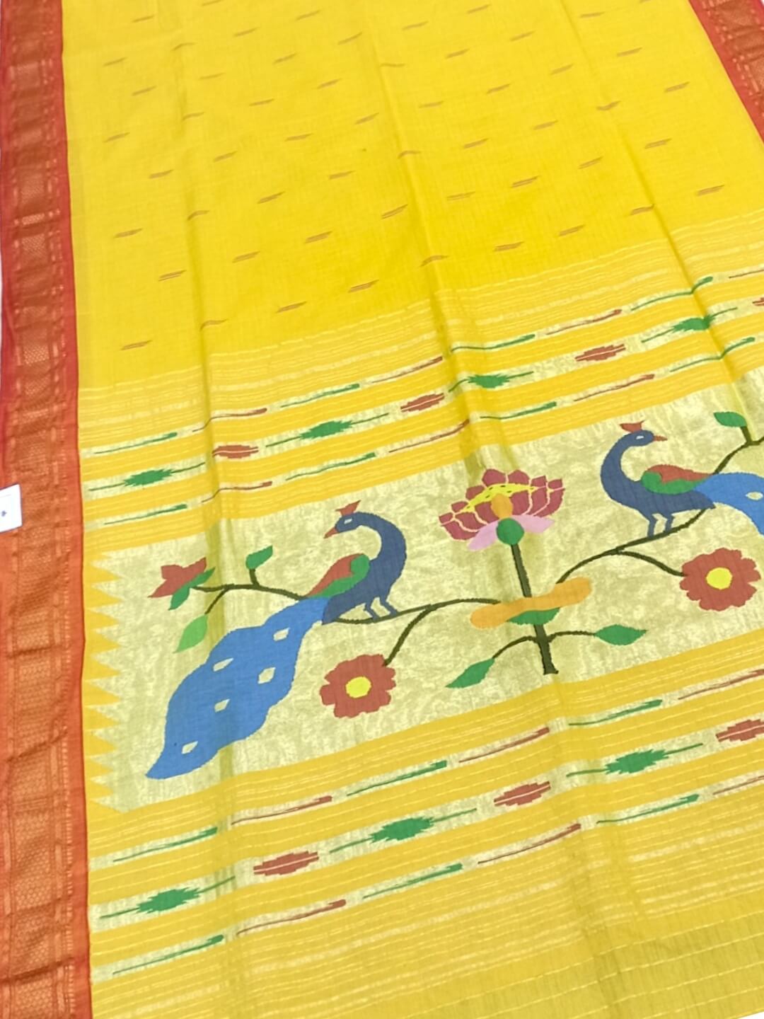 Yellow Cotton Rich Pallu Paithani Saree