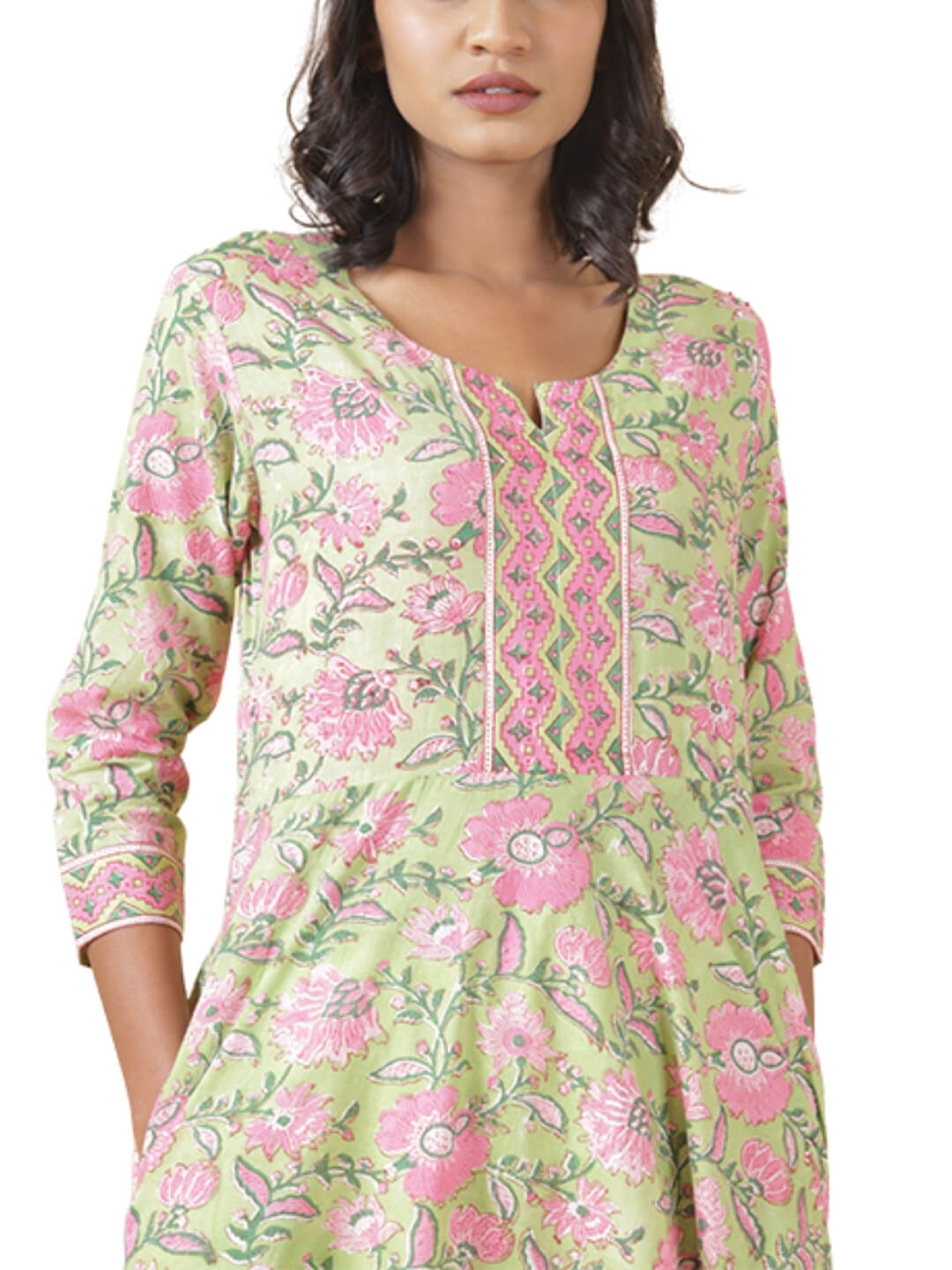 Pista Green Hand Block Print Kurta