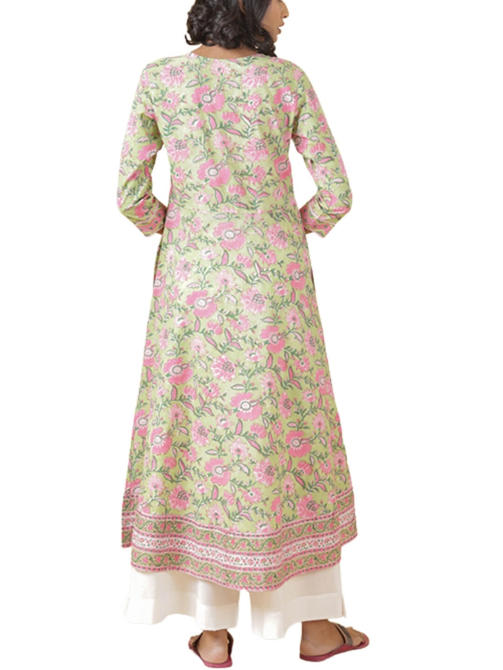 Pista Green Hand Block Print Kurta