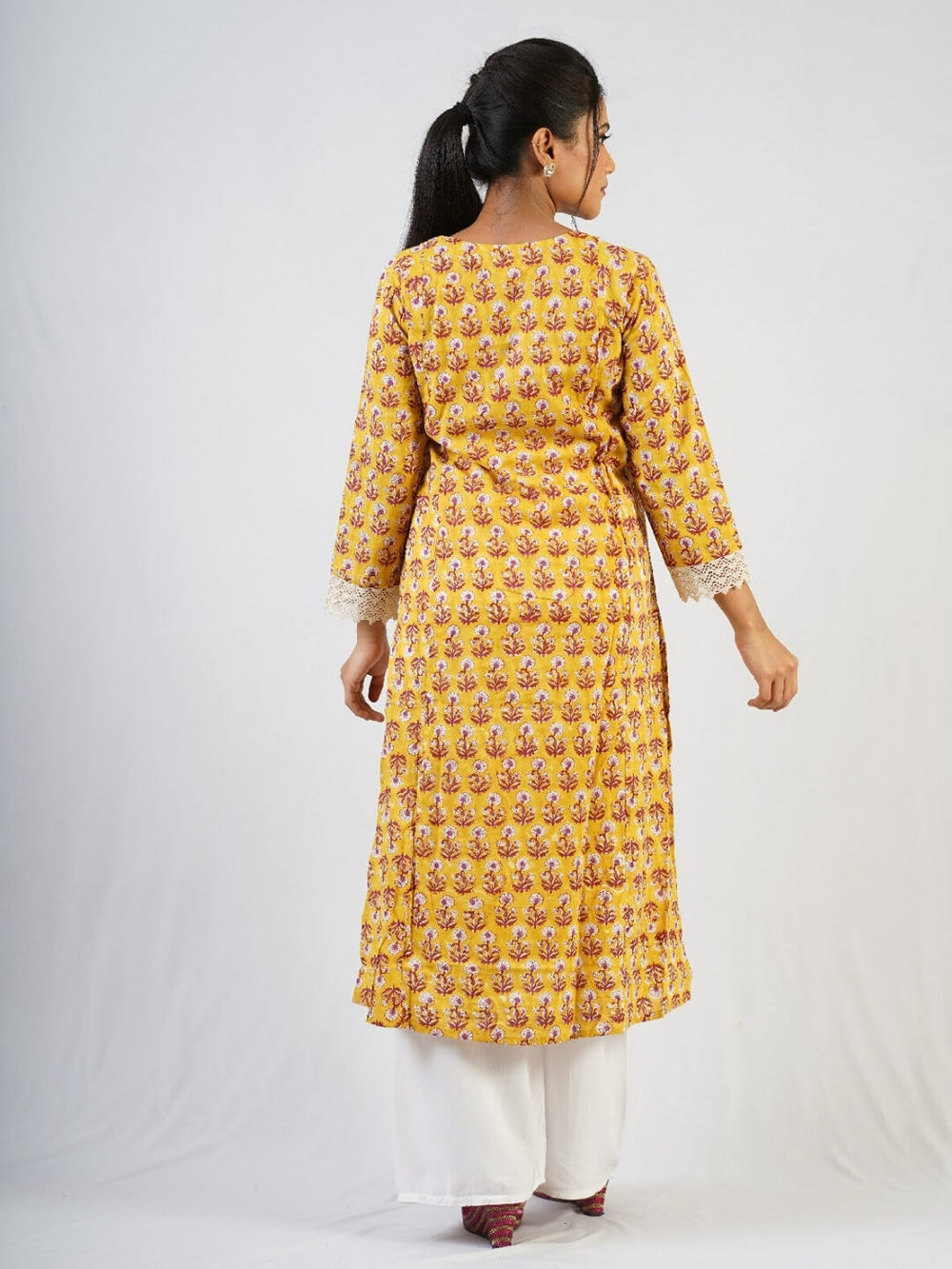 Yellow Hand Block Printed Kurta