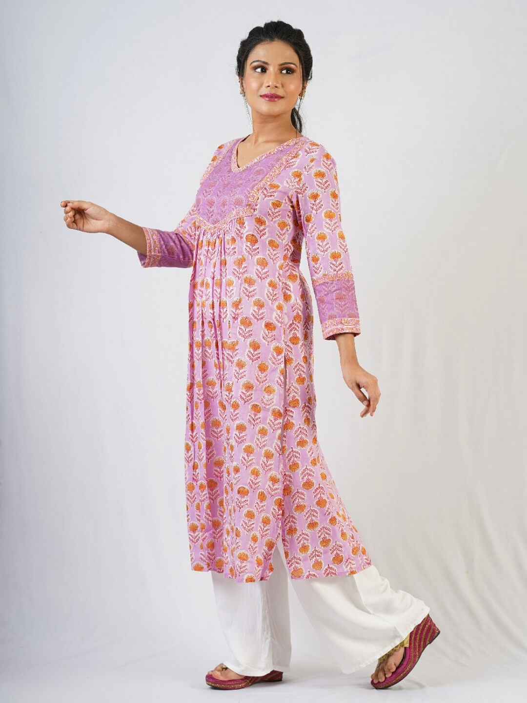 Lavender Hand Block Print Kurta