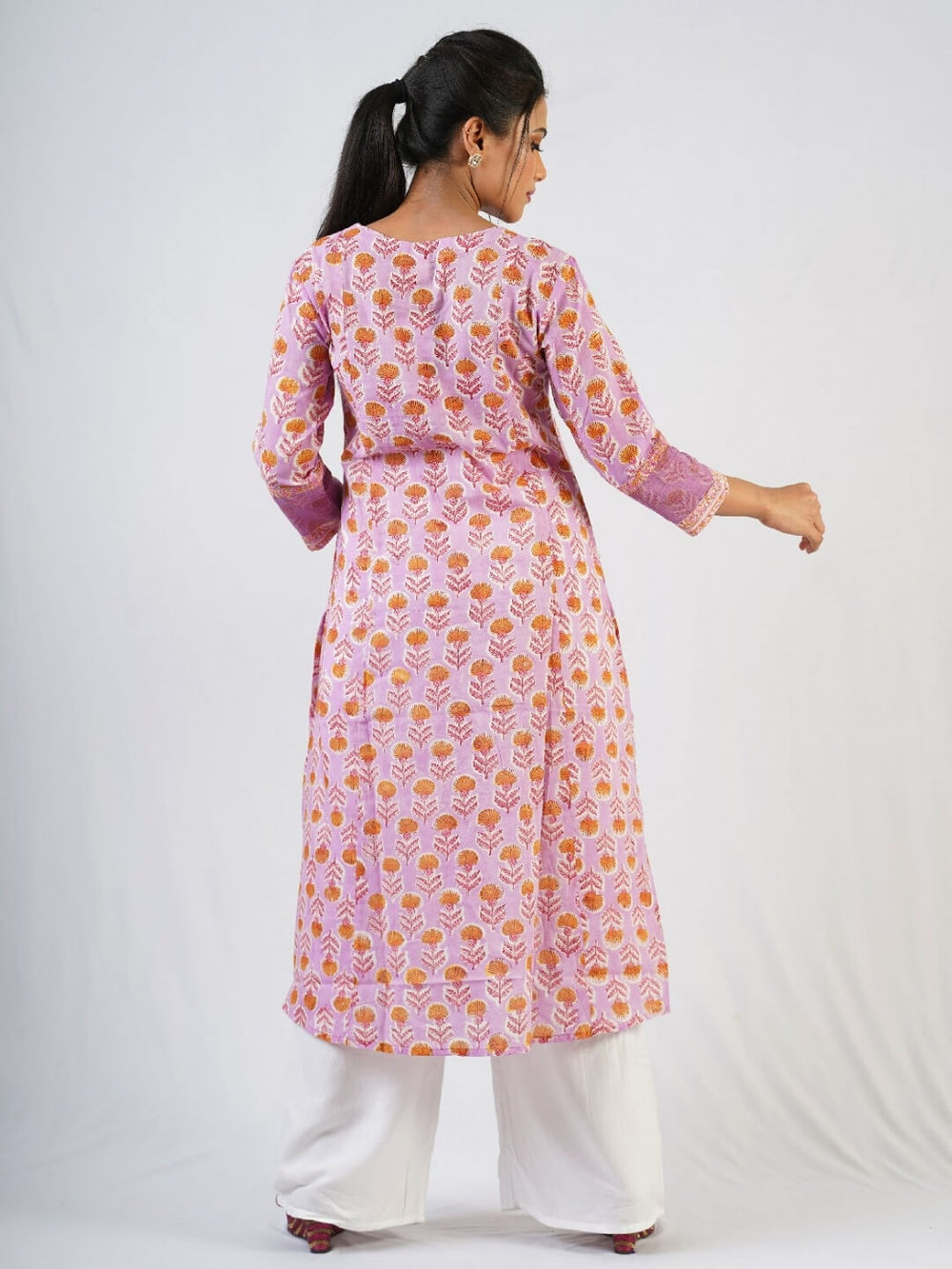 Lavender Hand Block Print Kurta