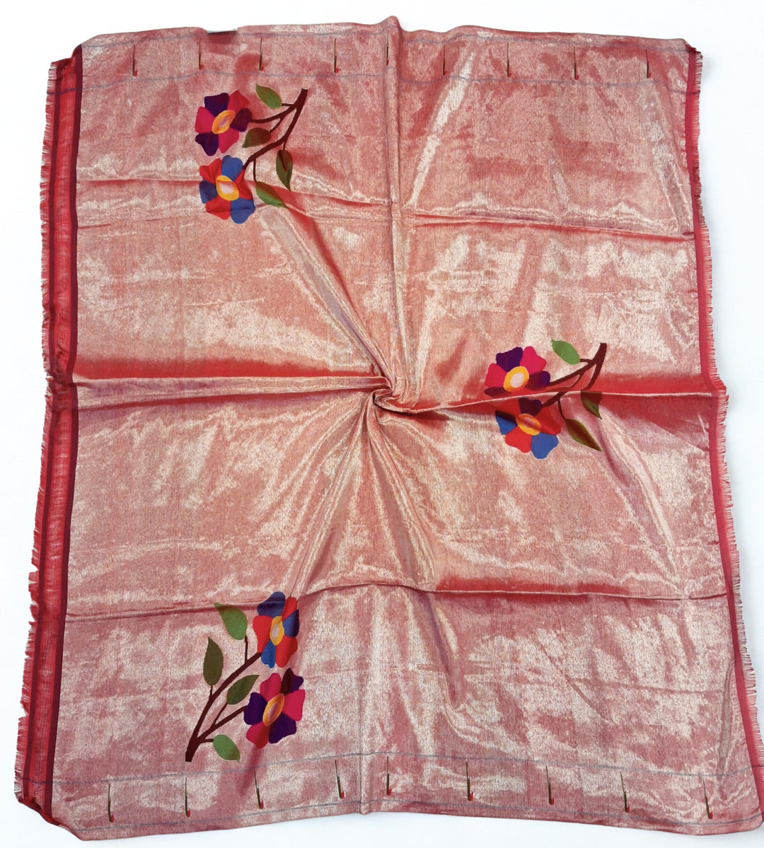 Tissue pure silk blouse piece with flower design