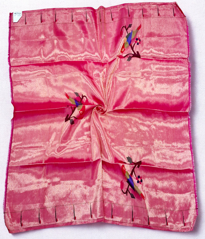 Tissue three patch parrot design silk blouse piece