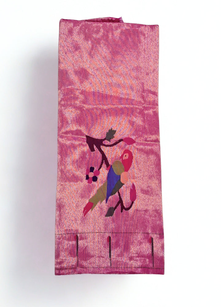 Tissue three patch parrot design silk blouse piece