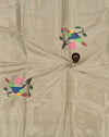 Beige Parrot Design Silk Blouse Piece