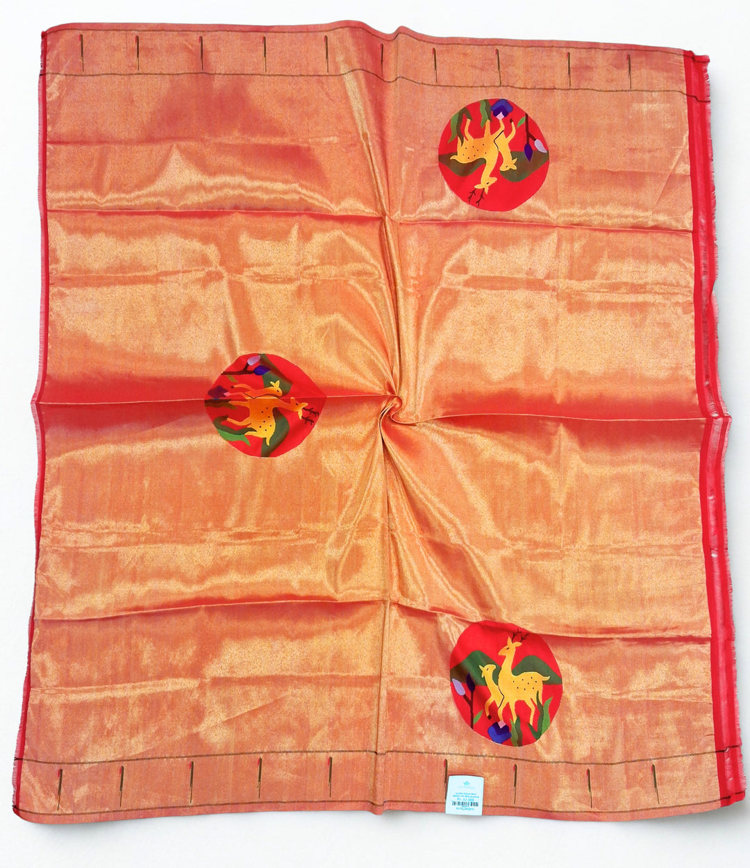 Golden tissue deer design silk blouse piece