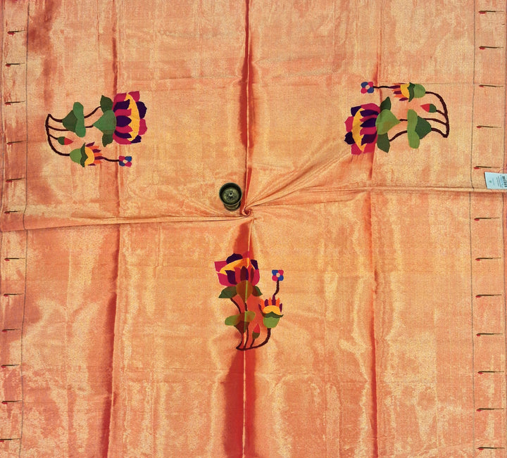 Golden tissue lotus design silk blouse piece