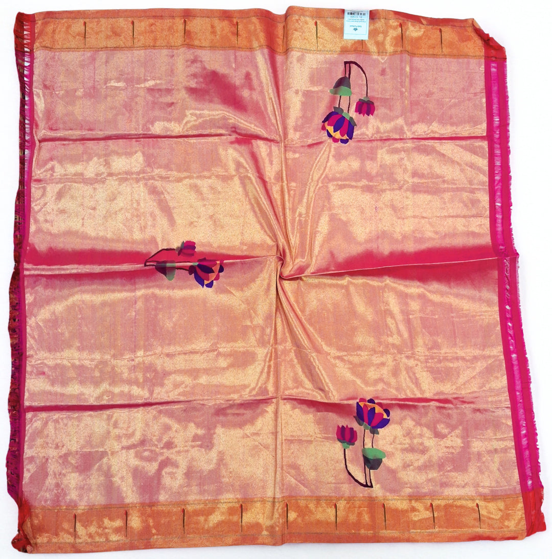 Rose gold three patch lotus design silk blouse piece