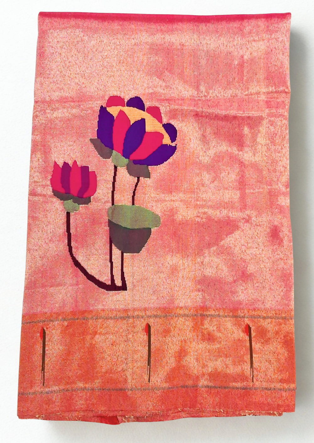 Rose Gold Three Patch Lotus Design Blouse Piece
