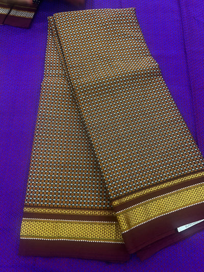 Maroon khan blouse piece with golden zari border