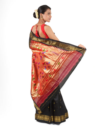 Black silk paithani saree