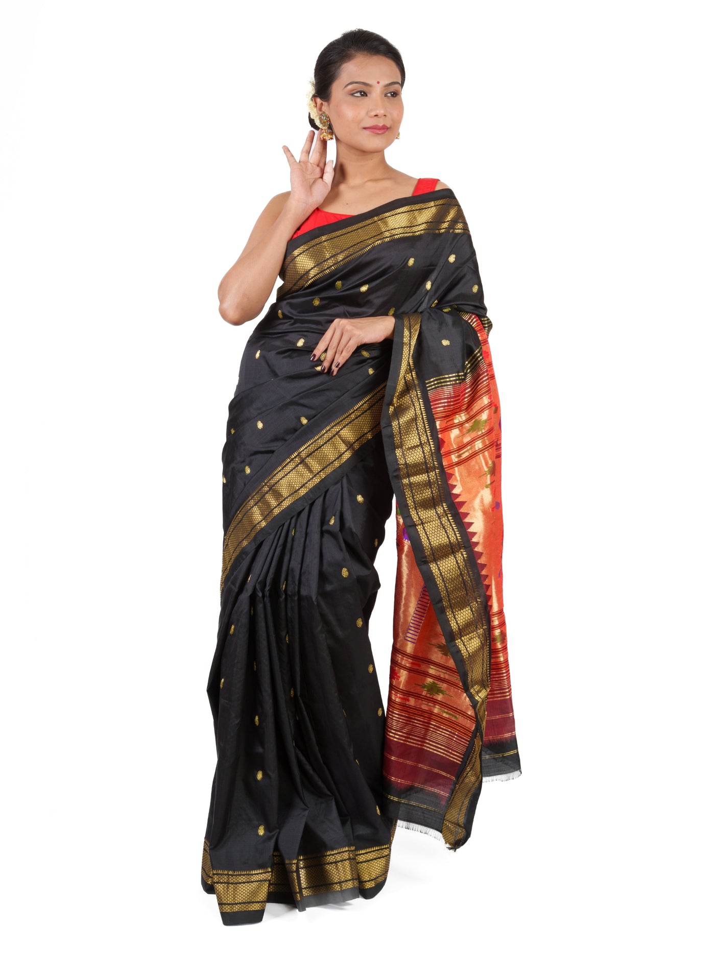 Black silk paithani saree