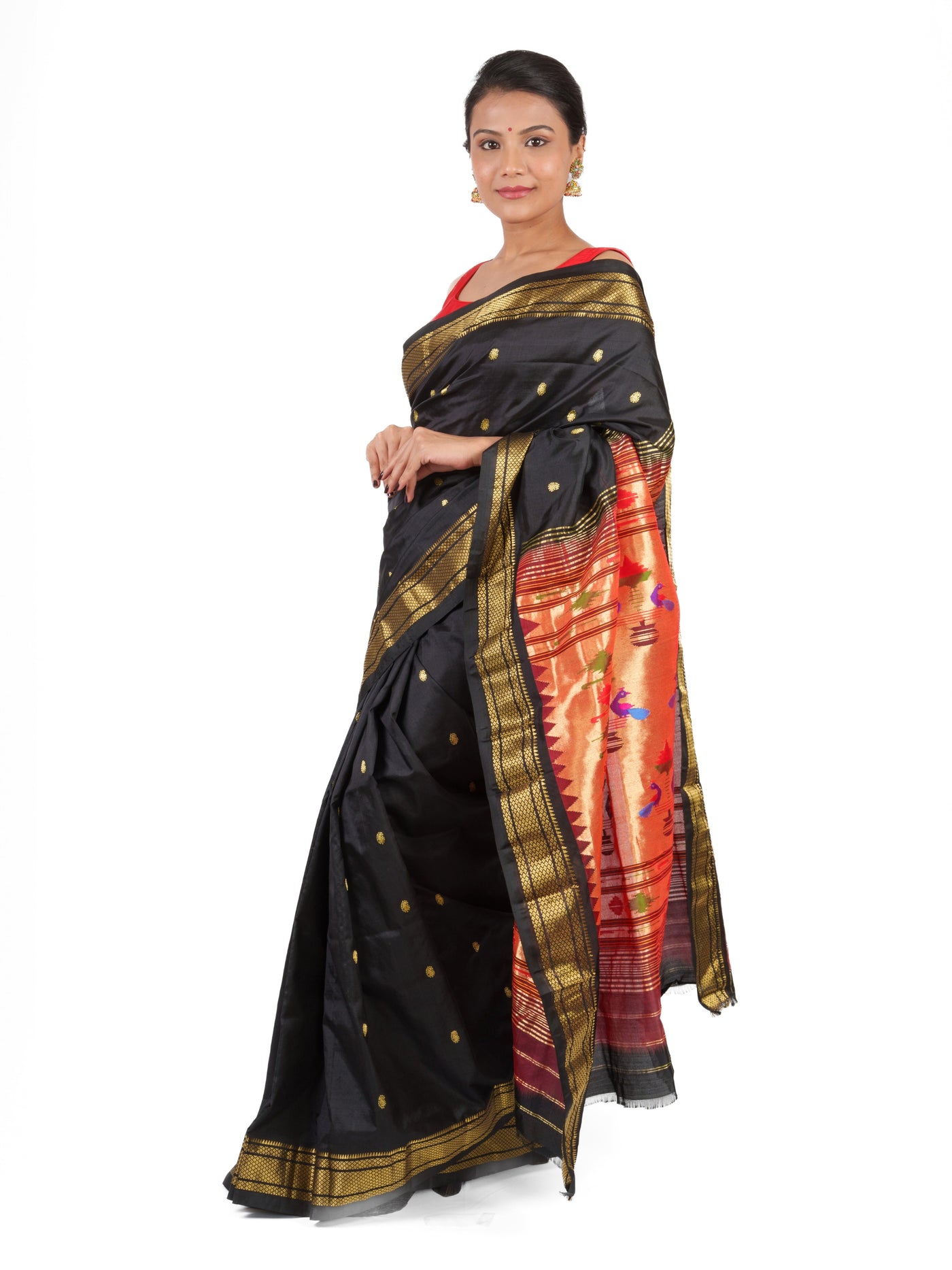 Black silk paithani saree