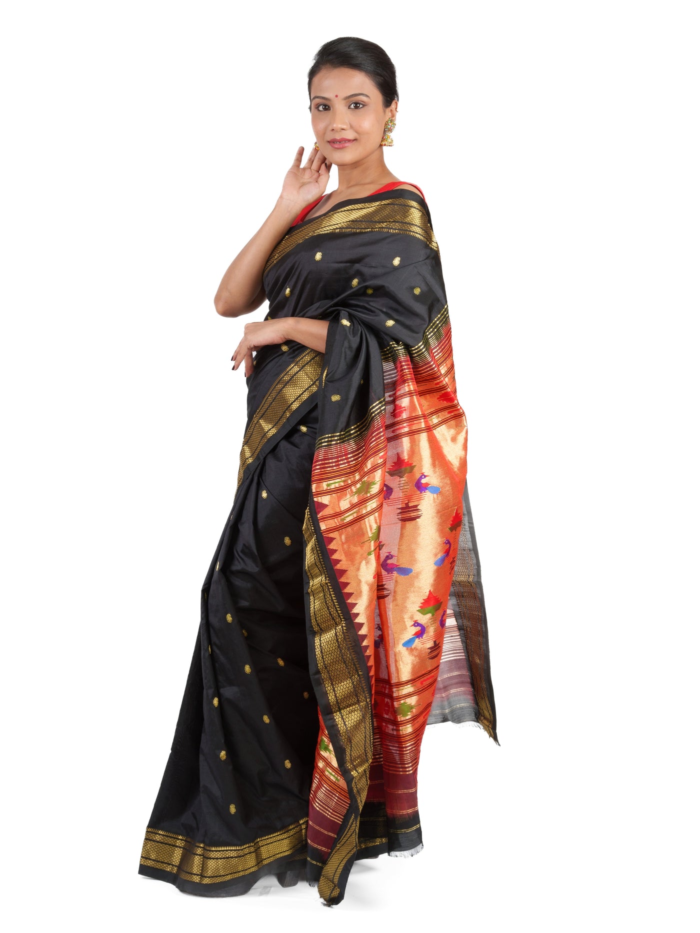 Black silk paithani saree