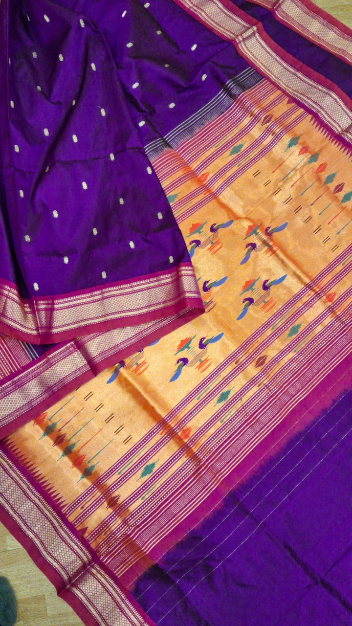 Navy Blue Handwoven Silk Paithani