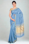 Powder blue cotton paithani saree