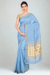 Powder Blue Cotton Paithani Saree