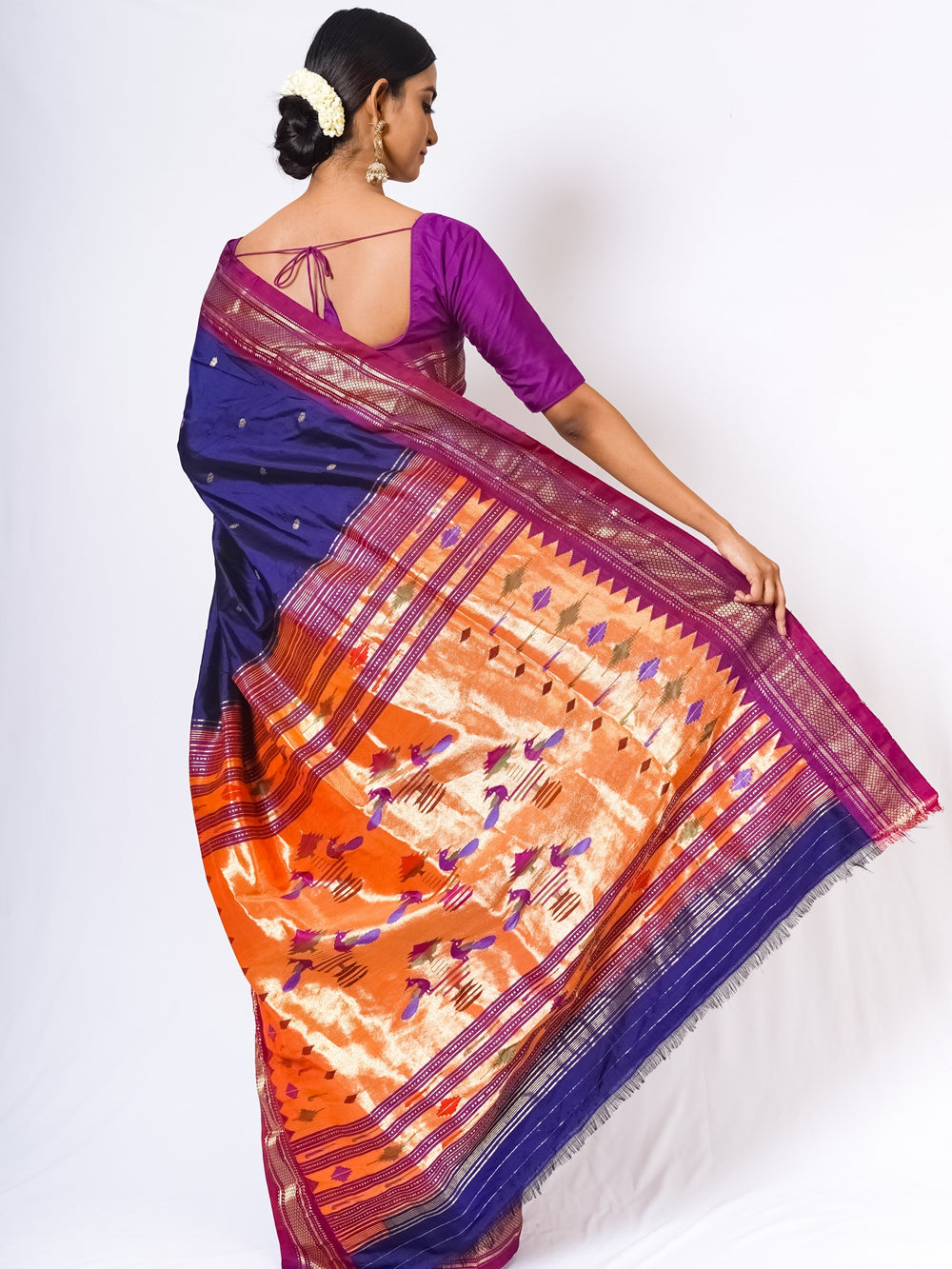Navy Blue Silk Paithani Online