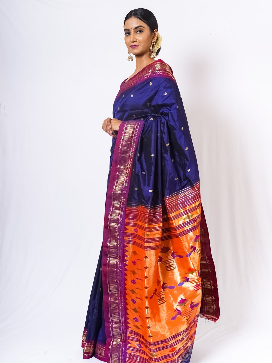 Navy Blue Silk Paithani Online