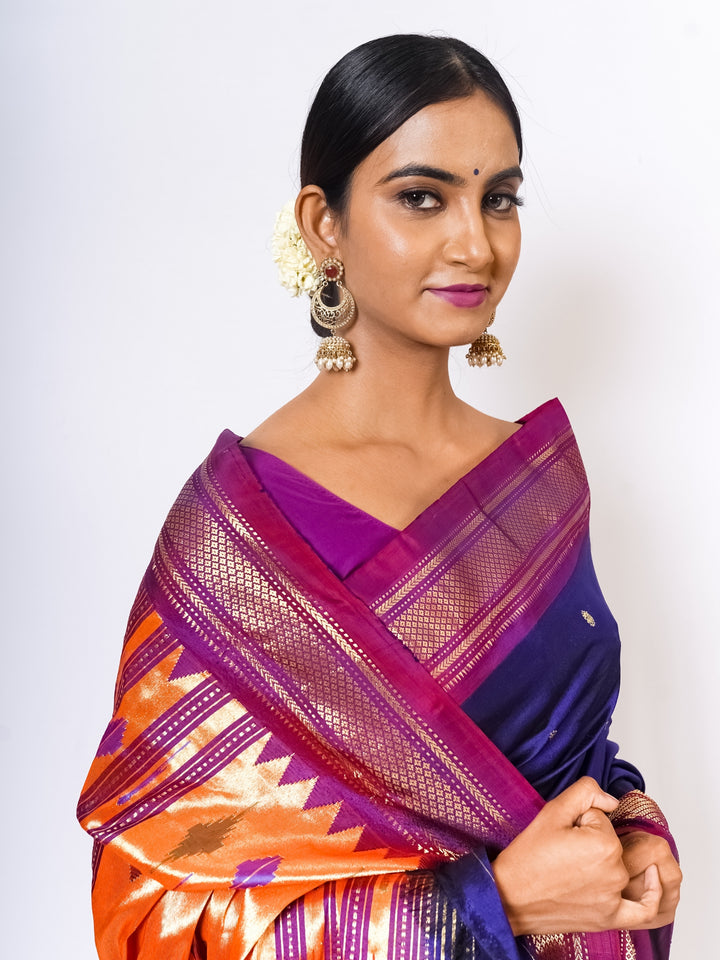 Navy Blue Silk Paithani Online